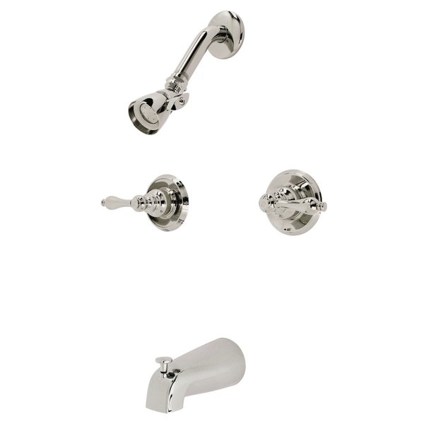 Kingston Brass KB246ALPN Two-Handle Tub and Shower Faucet, Polished Nickel KB246ALPN